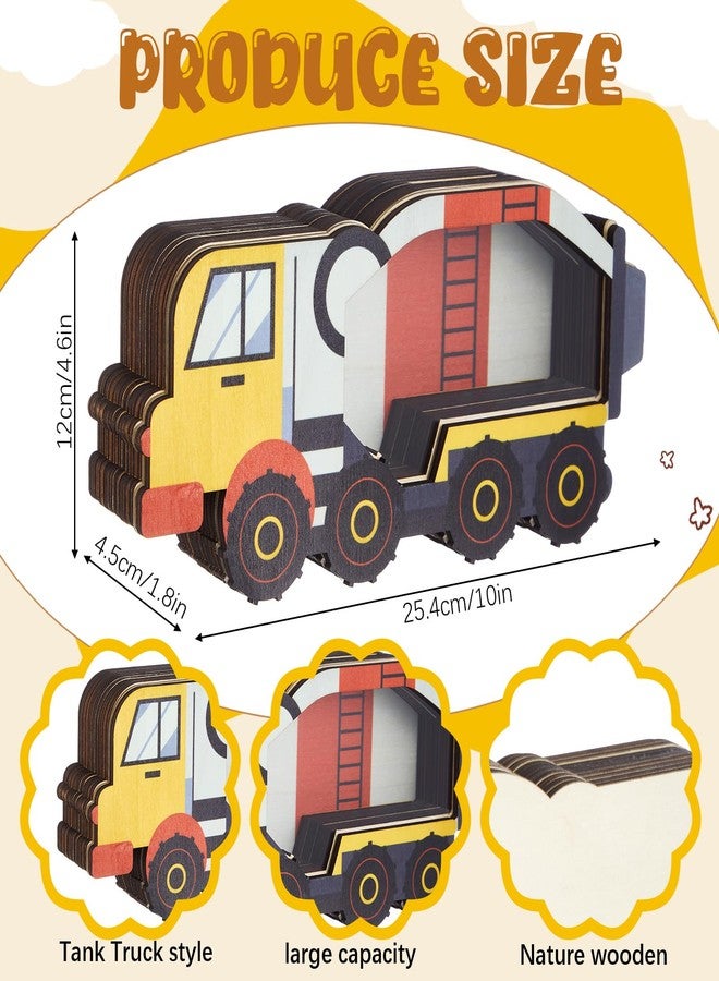 Maxdot Wooden Tank Truck Piggy Bank for Kids Clear Window Transparent Money Bank for Boys Girls Unbreakable Clear Coin Saving Jar Toys Gifts for Boys Birthday New Year Christmas - Image 2